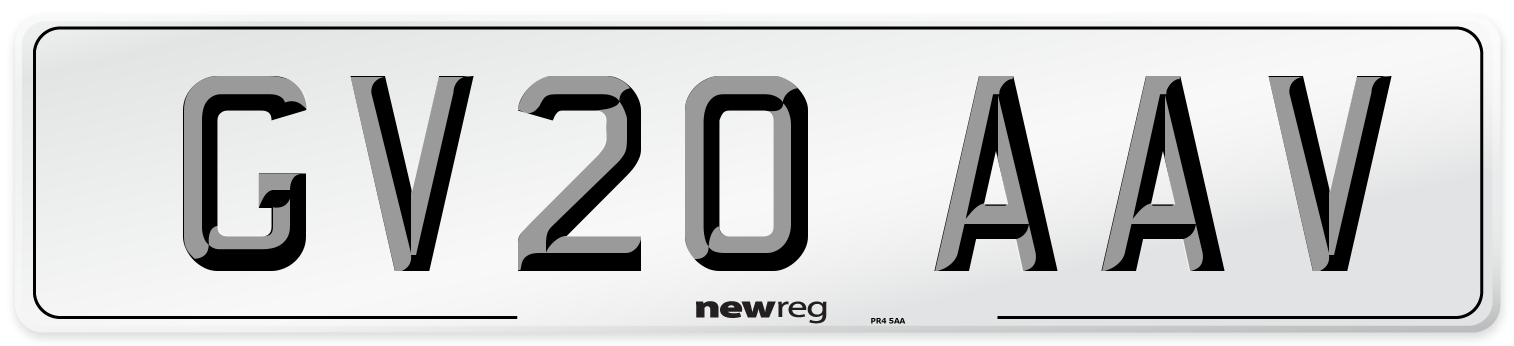 GV20 AAV Number Plate from New Reg